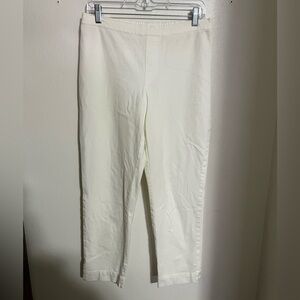ISAAC MIZRAHI Classic Pull On Straight Leg Ankle Dress Pants White Women's Sz 10